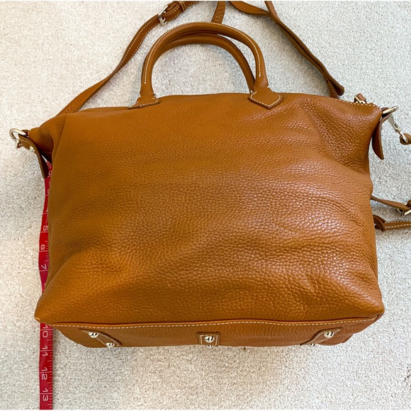 DOONEY & BOURKE Brown Italian Leather Satchel Tote Bag with Gold Hardware - Picture 12 of 16